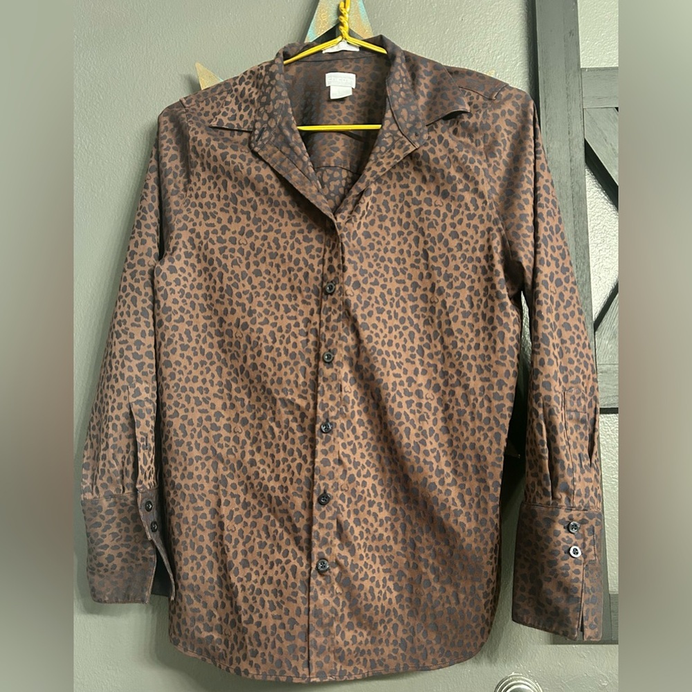 CHICO’S leopard print button up size O